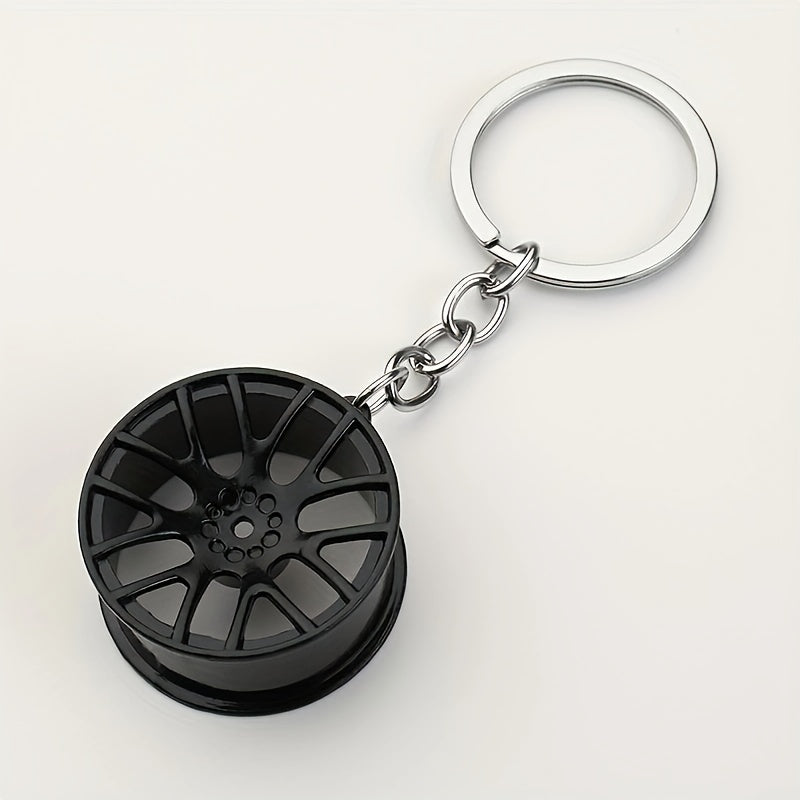 Men's Creative Car Modification Accessories Gifts, Metal Wheel Hub Pendant Keychain For Men