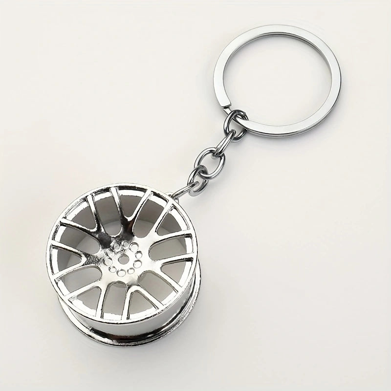 Men's Creative Car Modification Accessories Gifts, Metal Wheel Hub Pendant Keychain For Men