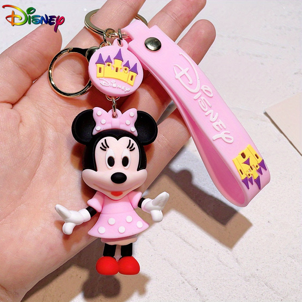 Disney Mickey & Minnie Mouse Keychain - Pvc Cartoon Character Car Accessory, Perfect Christmas Gift