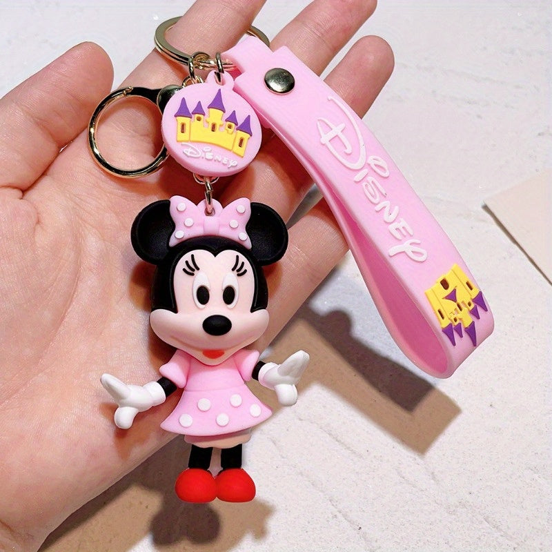 Disney Mickey & Minnie Mouse Keychain - Pvc Cartoon Character Car Accessory, Perfect Christmas Gift