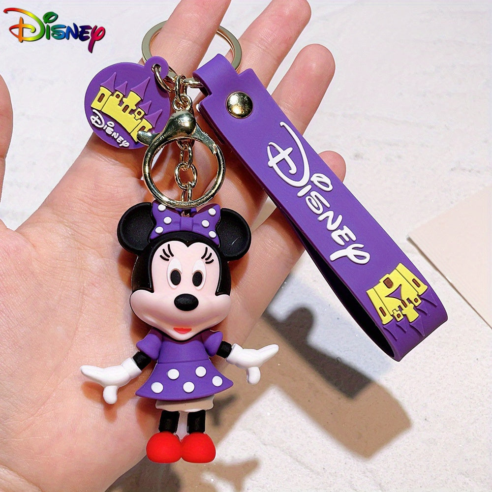 Disney Mickey & Minnie Mouse Keychain - Pvc Cartoon Character Car Accessory, Perfect Christmas Gift