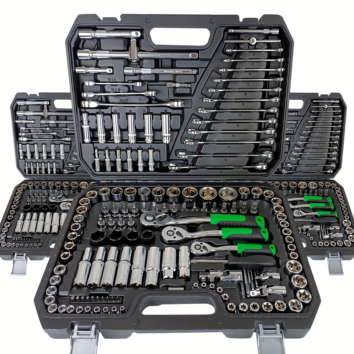 46 Pieces 1/4 Inch Socket Set with Ratchet, Metric, and Extension Bars - Chrome Vanadium Steel, Suitable for Car Repair and Home Use - Includes Storage Case