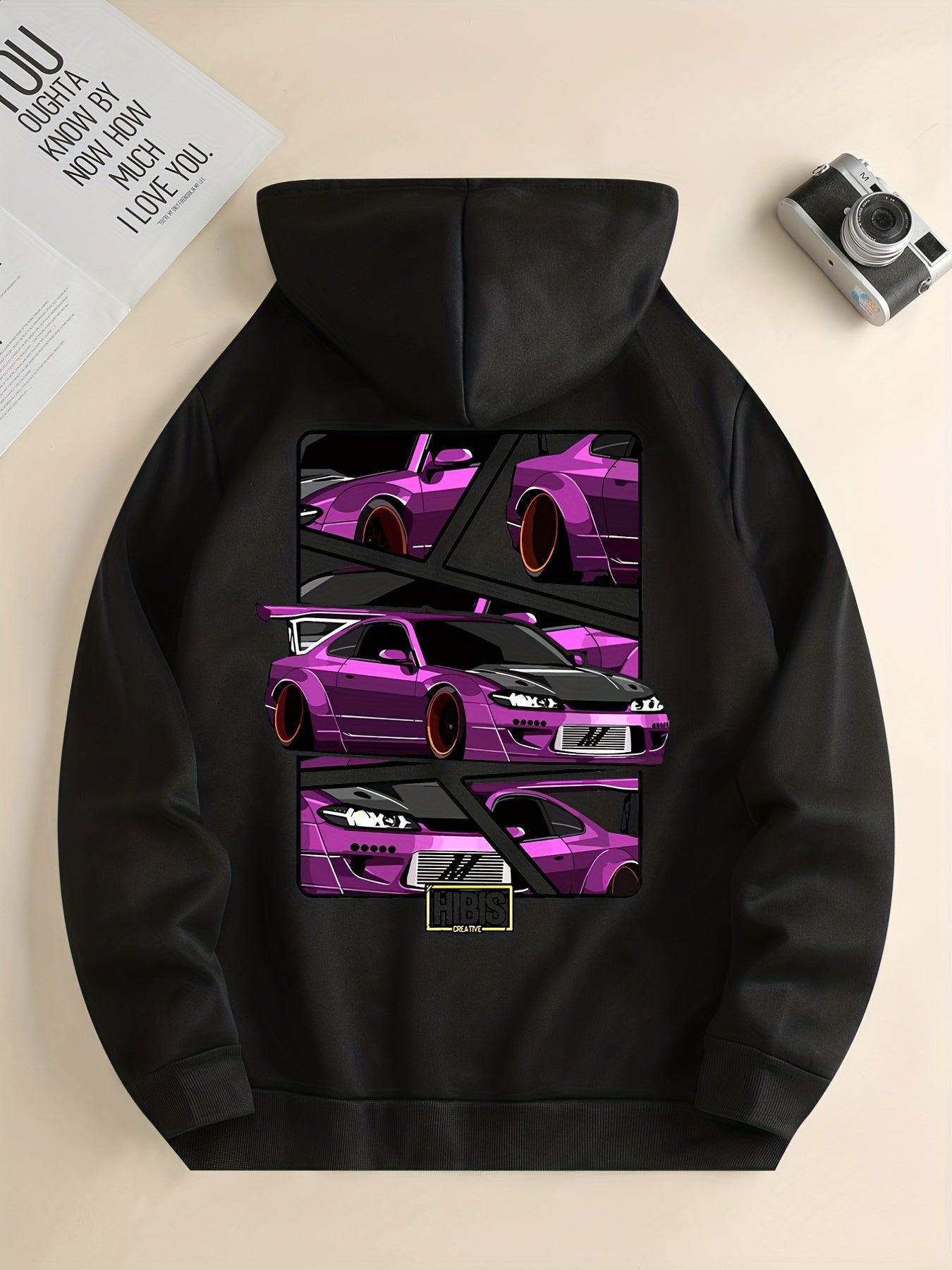 Race Car Print Hoodie, Hoodies For Men, Men's Casual Graphic Design Pullover Hooded Sweatshirt With Kangaroo Pocket Streetwear For Winter Fall, As Gifts
