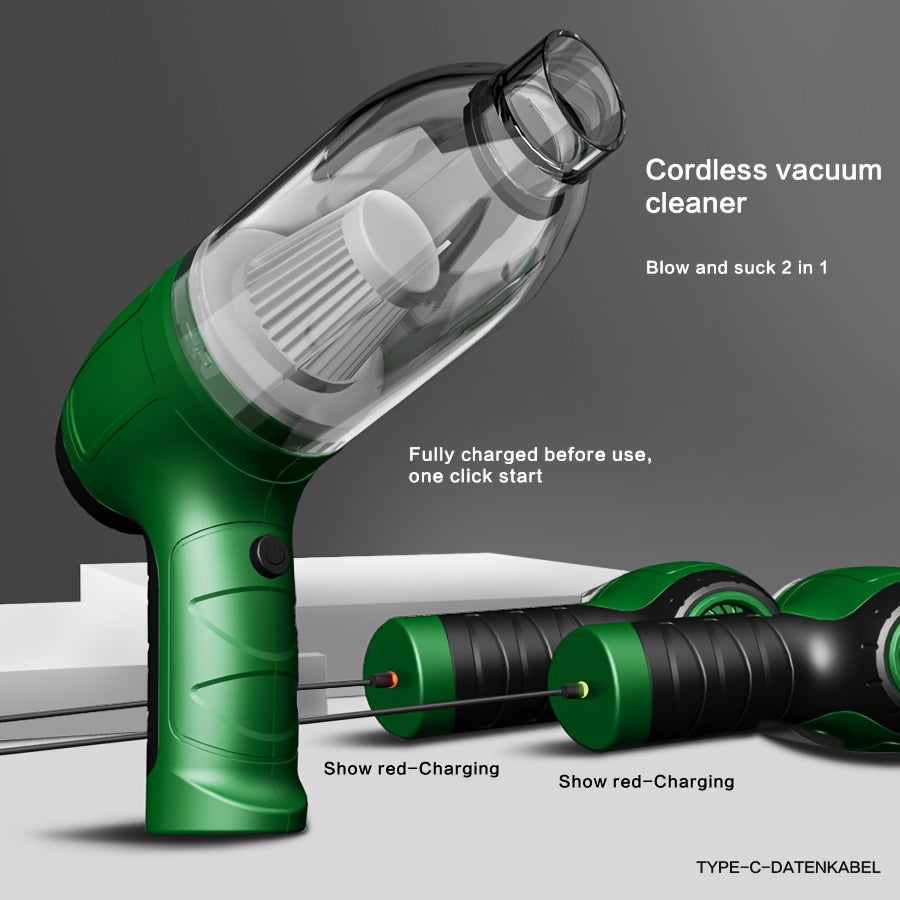 Mini Powerful Car Vacuum Cleaner, Wireless Cleaning Blow-drying Integrated Handheld Vacuum Cleaner, For Home Furniture Keyboard Sofa Cleaning Supplies