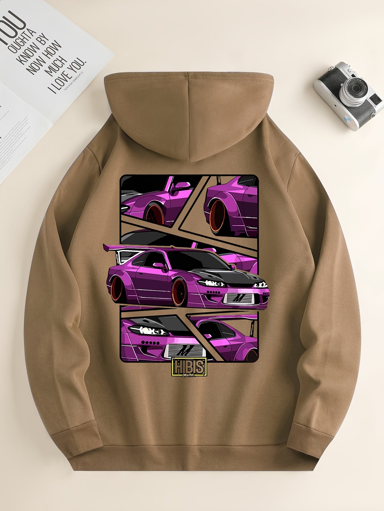 Race Car Print Hoodie, Hoodies For Men, Men's Casual Graphic Design Pullover Hooded Sweatshirt With Kangaroo Pocket Streetwear For Winter Fall, As Gifts