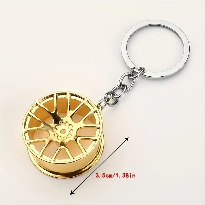 Men's Creative Car Modification Accessories Gifts, Metal Wheel Hub Pendant Keychain For Men