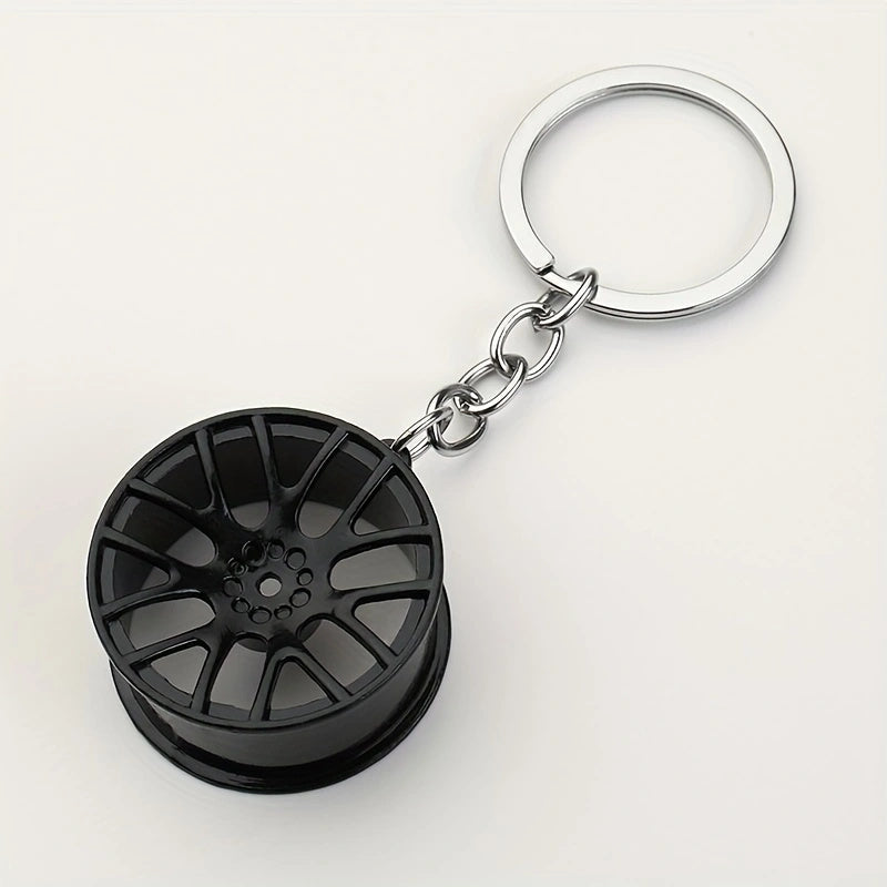 Men's Creative Car Modification Accessories Gifts, Metal Wheel Hub Pendant Keychain For Men