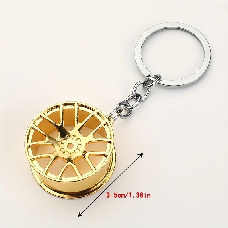 Men's Creative Car Modification Accessories Gifts, Metal Wheel Hub Pendant Keychain For Men