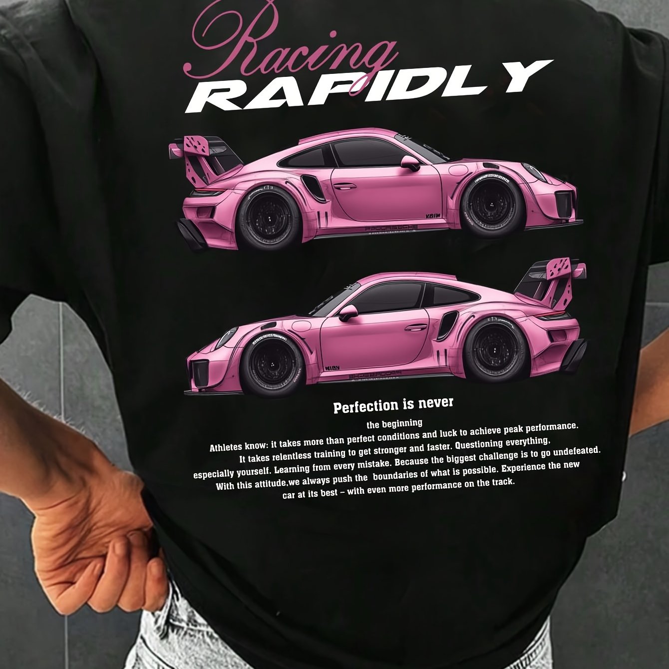 Men's Cool Racing Car Pattern Print Crew Neck Short Sleeve, Trendy Soft Comfy Breathable Clothing For Summer, Outdoor Cloth