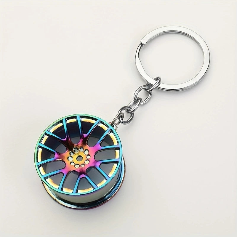 Men's Creative Car Modification Accessories Gifts, Metal Wheel Hub Pendant Keychain For Men