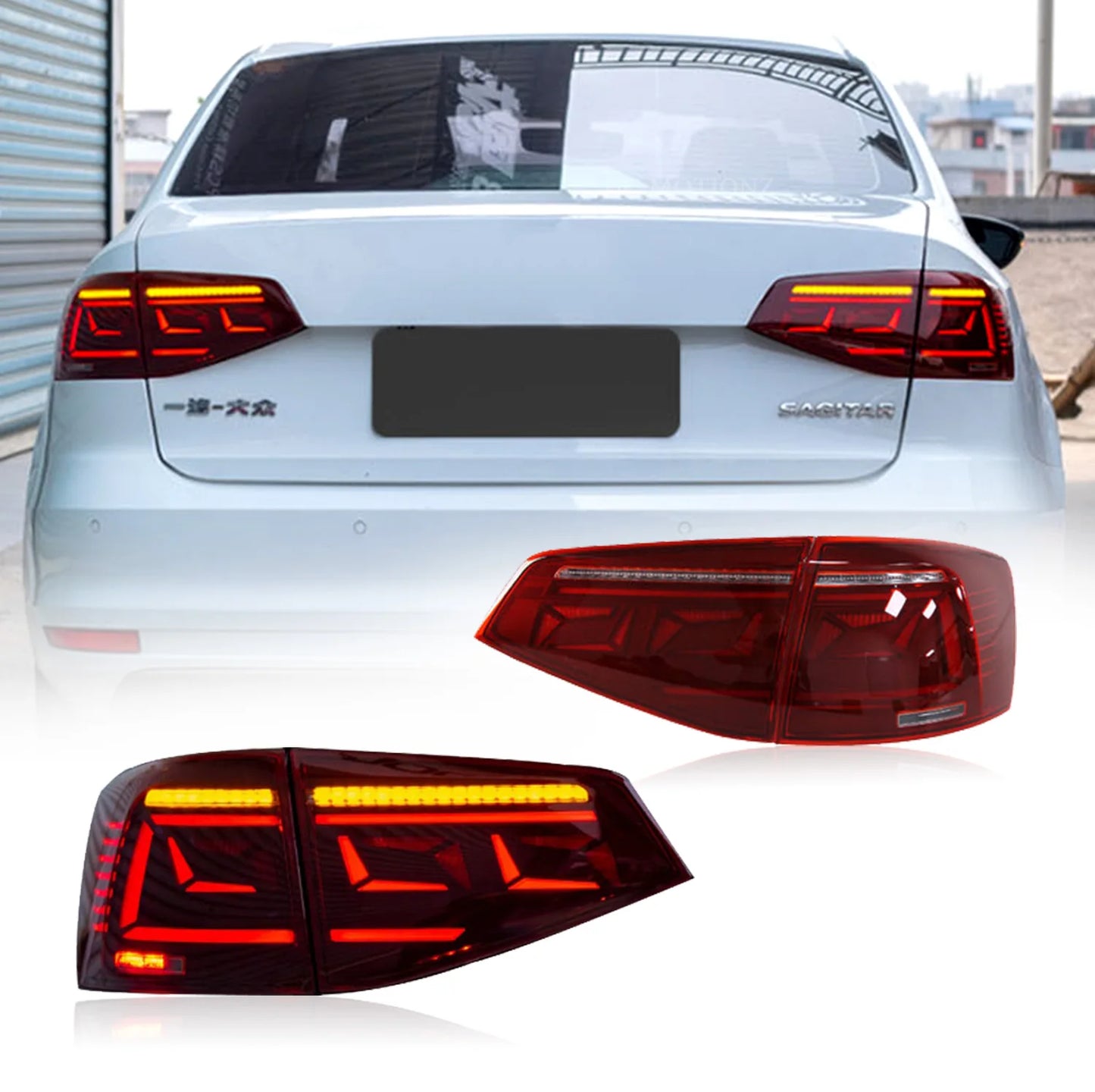 HCMOTIONZ Factory Car Accessories Day Running Lights Sagitar Vento Back Rear Lamp 2015-2018 LED Taillights for VW Jetta MK6
