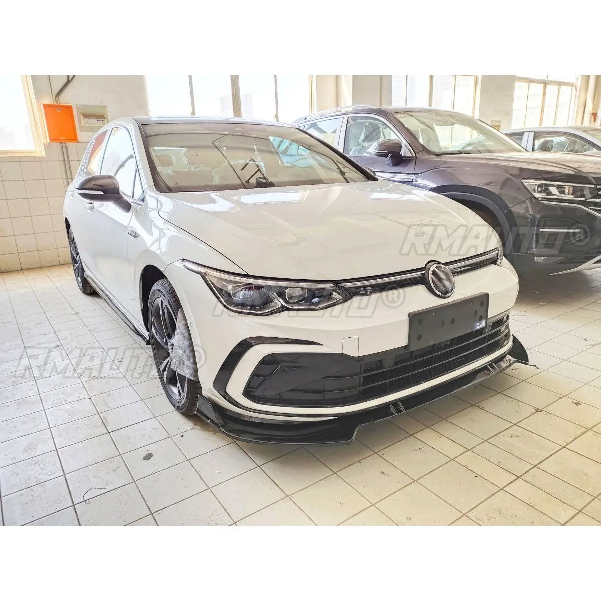 For Golf R-Line Car Front Bumper Lip Carbon Look Car Accessories for Volkswagen 8th Gen Golf R-Line 21 Bumper Protector Body Kit