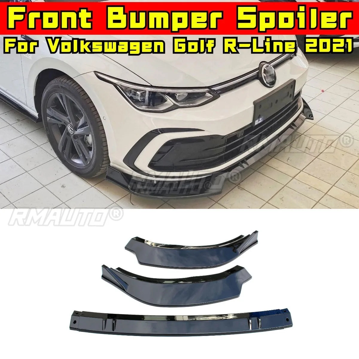 For Golf R-Line Car Front Bumper Lip Carbon Look Car Accessories for Volkswagen 8th Gen Golf R-Line 21 Bumper Protector Body Kit
