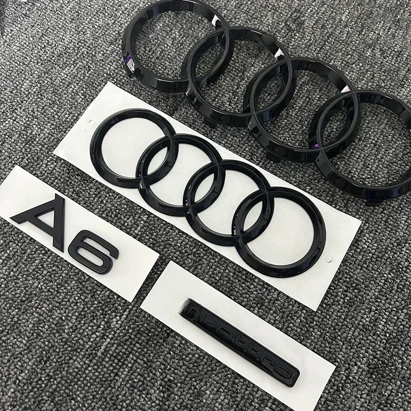 4PCS/set Auto Accessories For Audi A6 2020-2023 Car Logo 4 Ring Front Grille Badge Rear Luggage Compartment Sticker