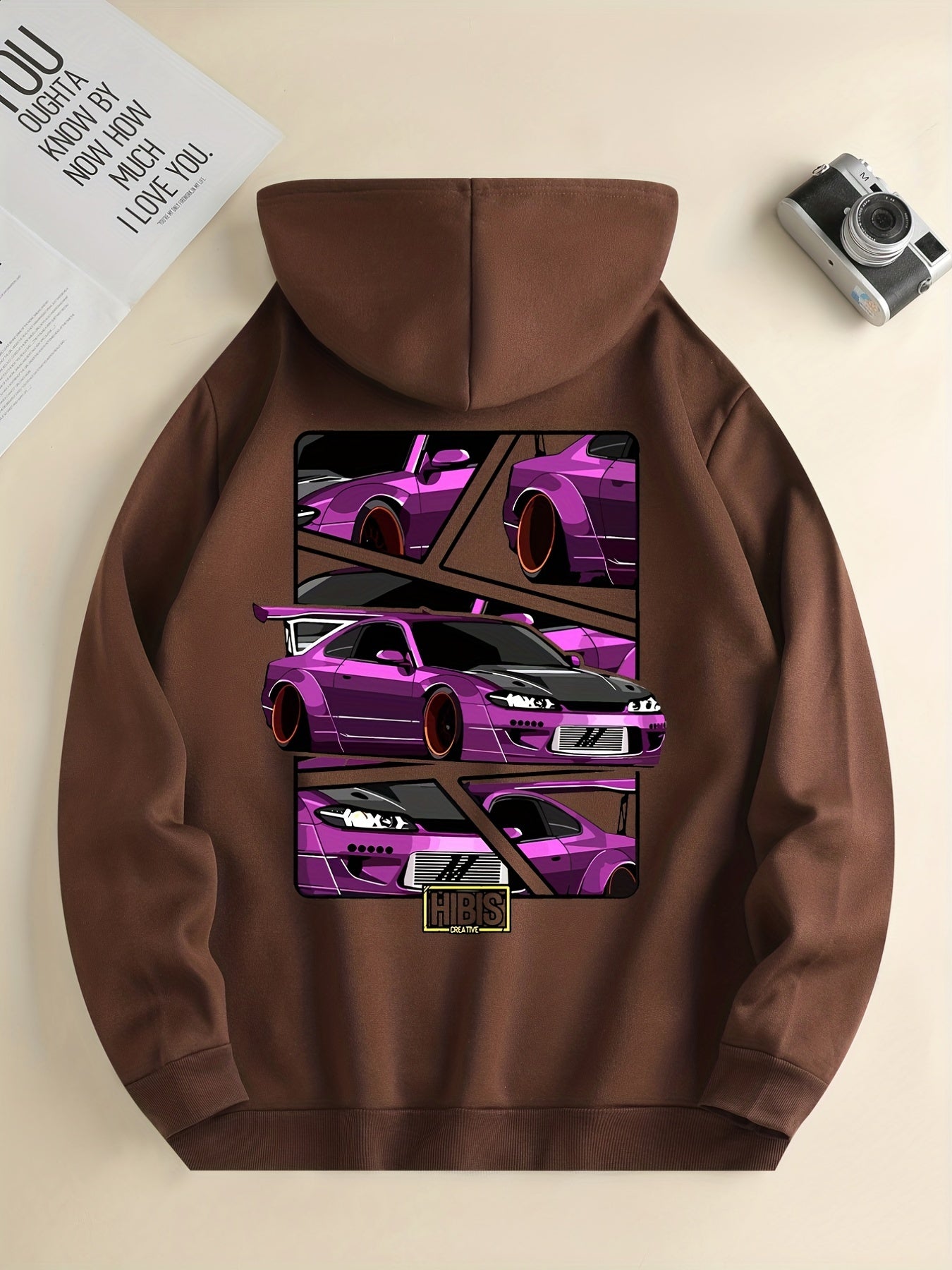 Race Car Print Hoodie, Hoodies For Men, Men's Casual Graphic Design Pullover Hooded Sweatshirt With Kangaroo Pocket Streetwear For Winter Fall, As Gifts
