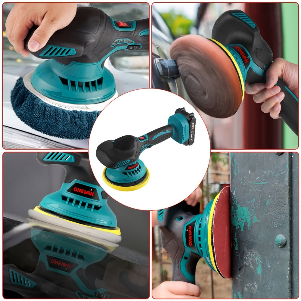 21V Buffer Polisher, 150mm Sand Disc Buffer Polisher for Car Detailing with Polish And Wax Function, 5000RPM, Electric Polishing Tools for Car And Furniture, Home Bathroom Wall Cleaning, Father's Day Gift