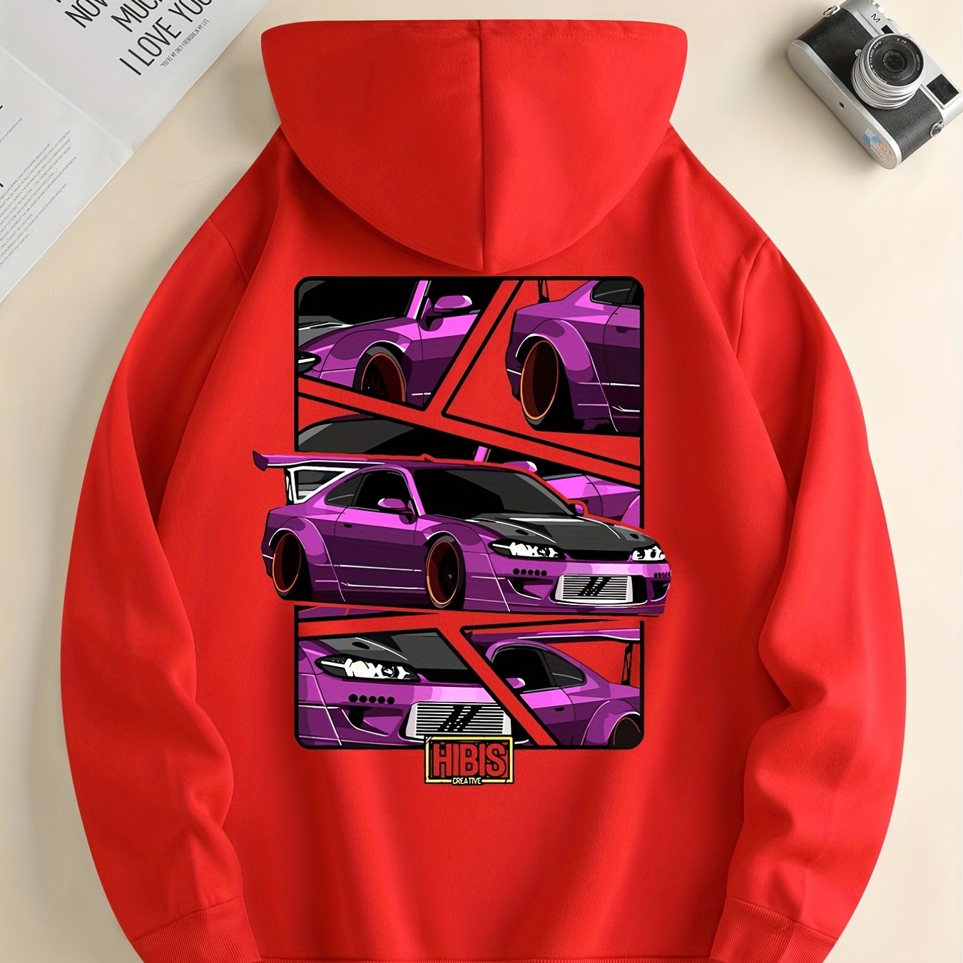 Race Car Print Hoodie, Hoodies For Men, Men's Casual Graphic Design Pullover Hooded Sweatshirt With Kangaroo Pocket Streetwear For Winter Fall, As Gifts