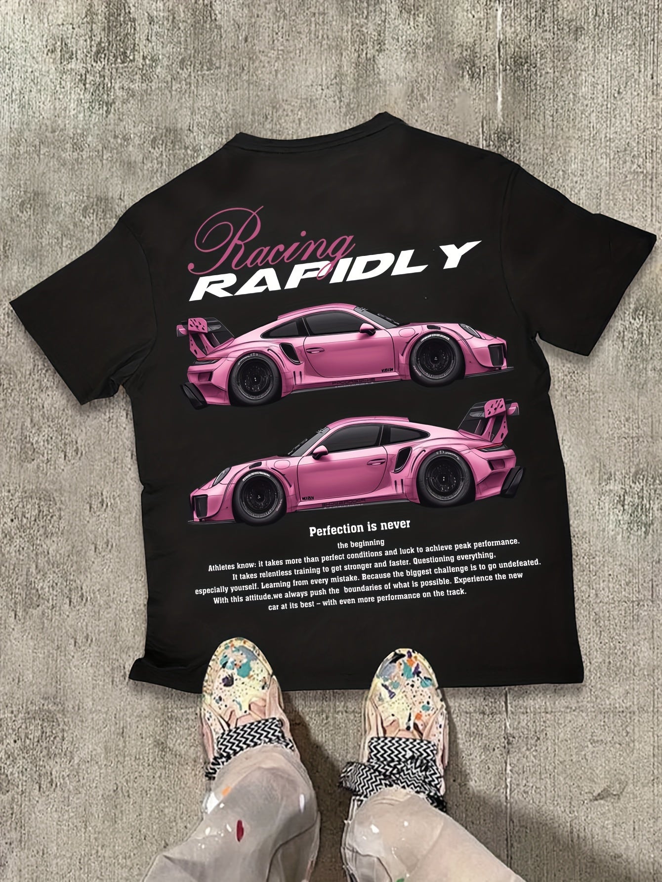 Men's Cool Racing Car Pattern Print Crew Neck Short Sleeve, Trendy Soft Comfy Breathable Clothing For Summer, Outdoor Cloth