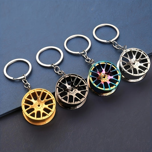 Men's Creative Car Modification Accessories Gifts, Metal Wheel Hub Pendant Keychain For Men