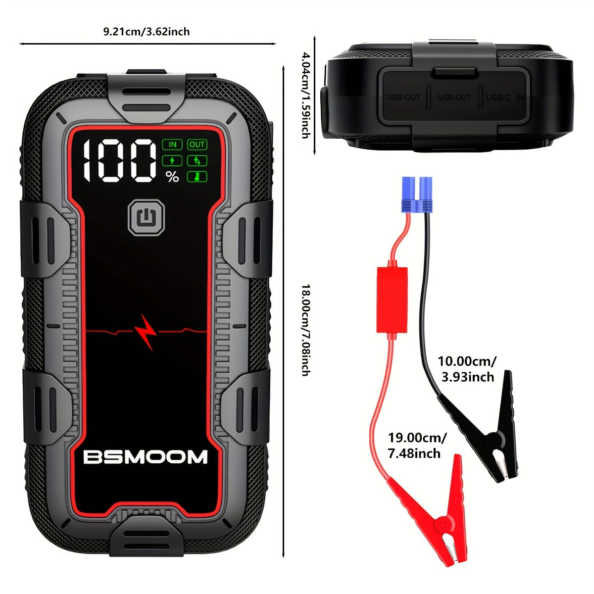 12V Car Jump Starter 6000A Peak Auto Battery Booster Pack Power Bank, Jump Box With LED Light LCD Screen