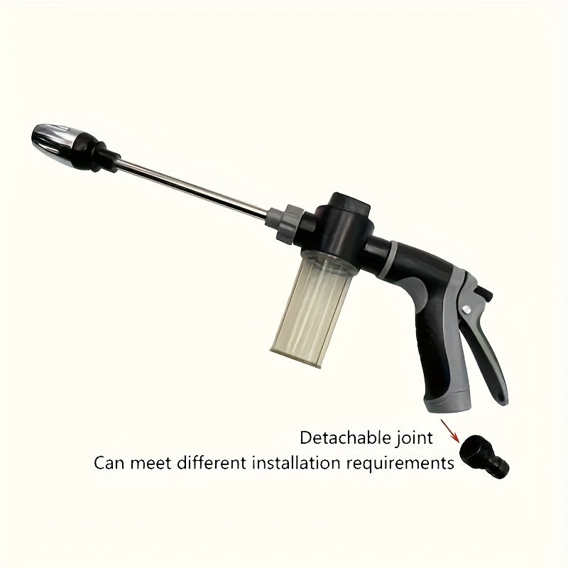 High-Pressure Car Wash Foam Gun with Long Handle – Adjustable Spray Nozzle for Cleaning, Watering, and Tire Inflation – Includes Foam Cannon and Pressure Spray Bottle – Stainless Steel Design