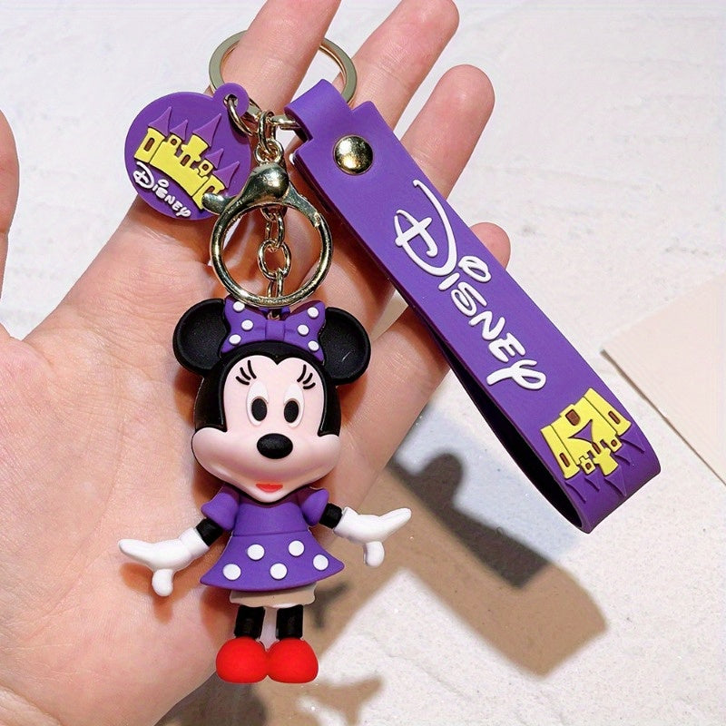 Disney Mickey & Minnie Mouse Keychain - Pvc Cartoon Character Car Accessory, Perfect Christmas Gift