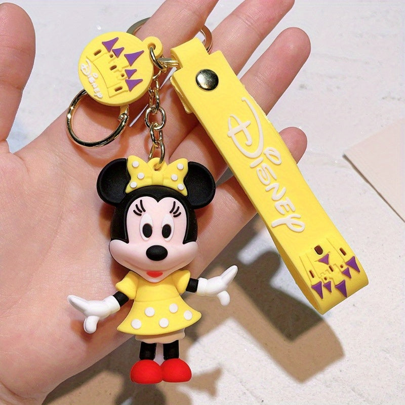 Disney Mickey & Minnie Mouse Keychain - Pvc Cartoon Character Car Accessory, Perfect Christmas Gift