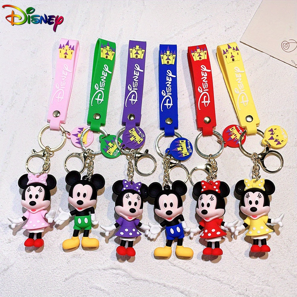 Disney Mickey & Minnie Mouse Keychain - Pvc Cartoon Character Car Accessory, Perfect Christmas Gift