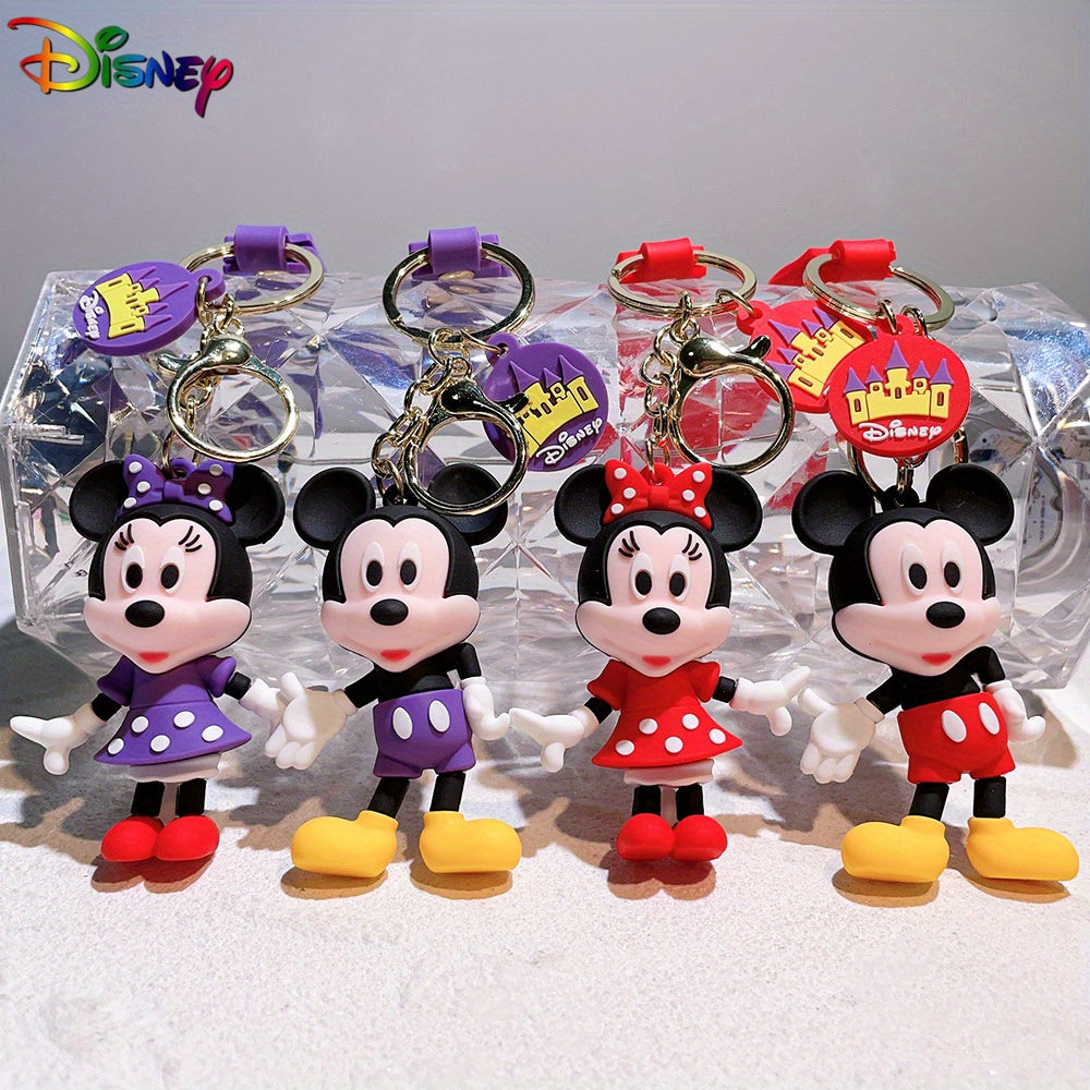 Disney Mickey & Minnie Mouse Keychain - Pvc Cartoon Character Car Accessory, Perfect Christmas Gift