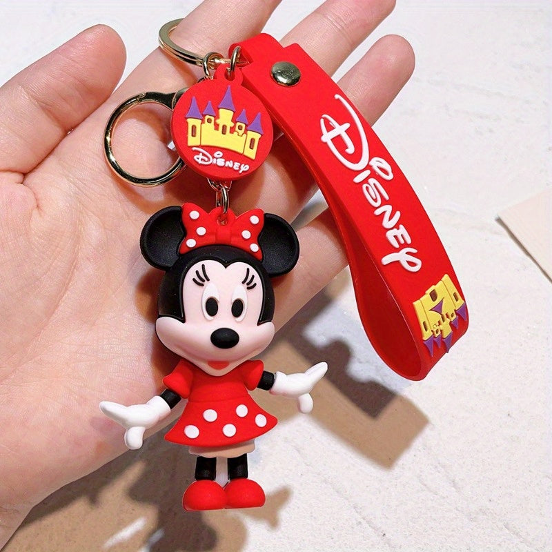 Disney Mickey & Minnie Mouse Keychain - Pvc Cartoon Character Car Accessory, Perfect Christmas Gift