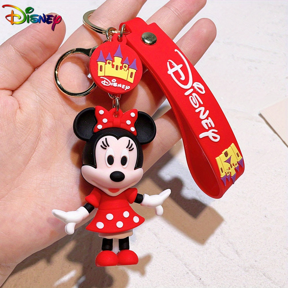 Disney Mickey & Minnie Mouse Keychain - Pvc Cartoon Character Car Accessory, Perfect Christmas Gift