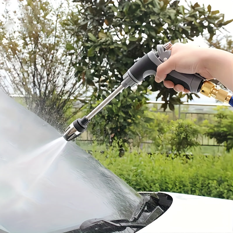 High-Pressure Car Wash Foam Gun with Long Handle – Adjustable Spray Nozzle for Cleaning, Watering, and Tire Inflation – Includes Foam Cannon and Pressure Spray Bottle – Stainless Steel Design