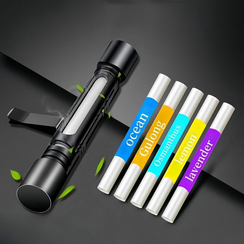6pcs set of car air freshener; (1 set of car air outlet aromatherapy alloy diffuser with 5 solid aromatherapy supplement cores) car interior accessories; Car aromatherapy; Remove the odor inside the car and keep it fresh for