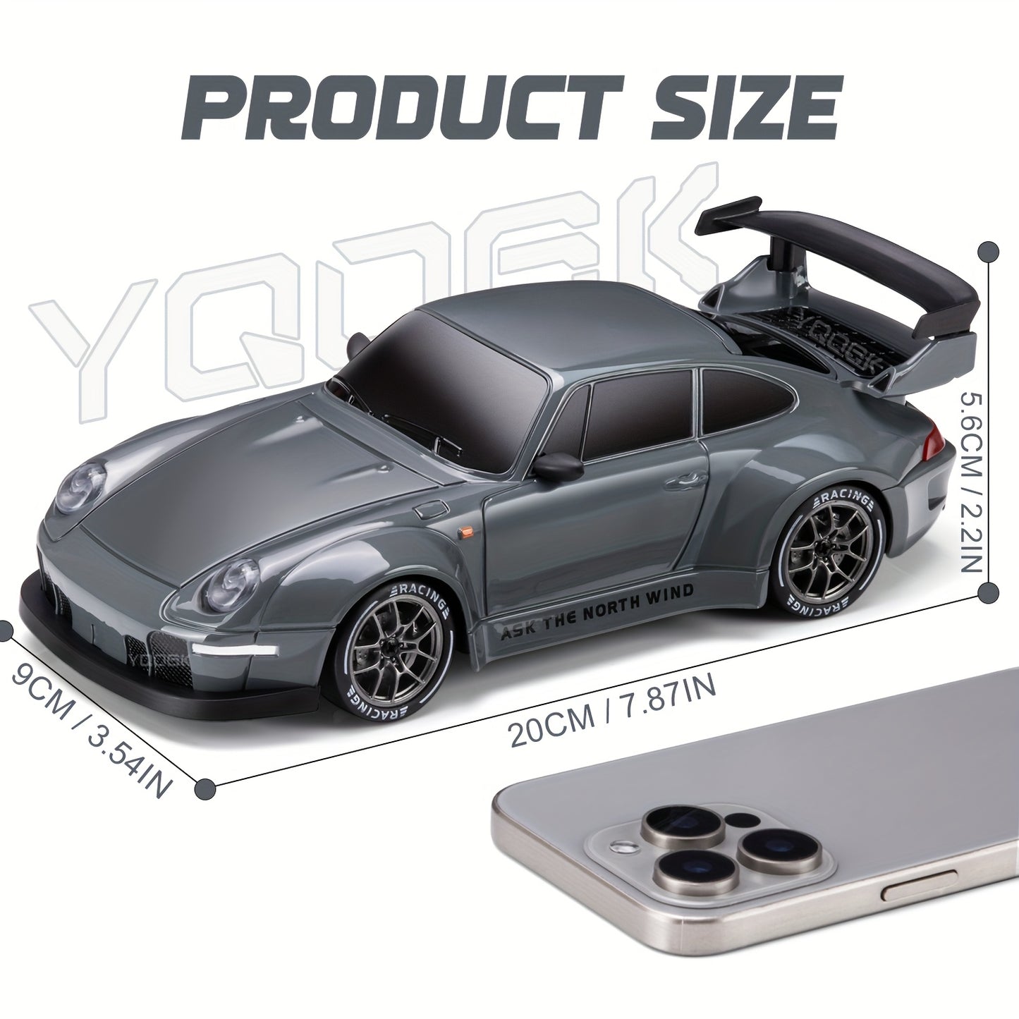 1:24 Scale Drift Car Remote Control Toy, 2.4GHz 4WD with Flashing Lights, Tires & Roadblock Tools, USB Rechargeable Lithium Battery, Push Button Control, Ideal Gift for Boys & Girls - Birthday, Halloween, Christmas