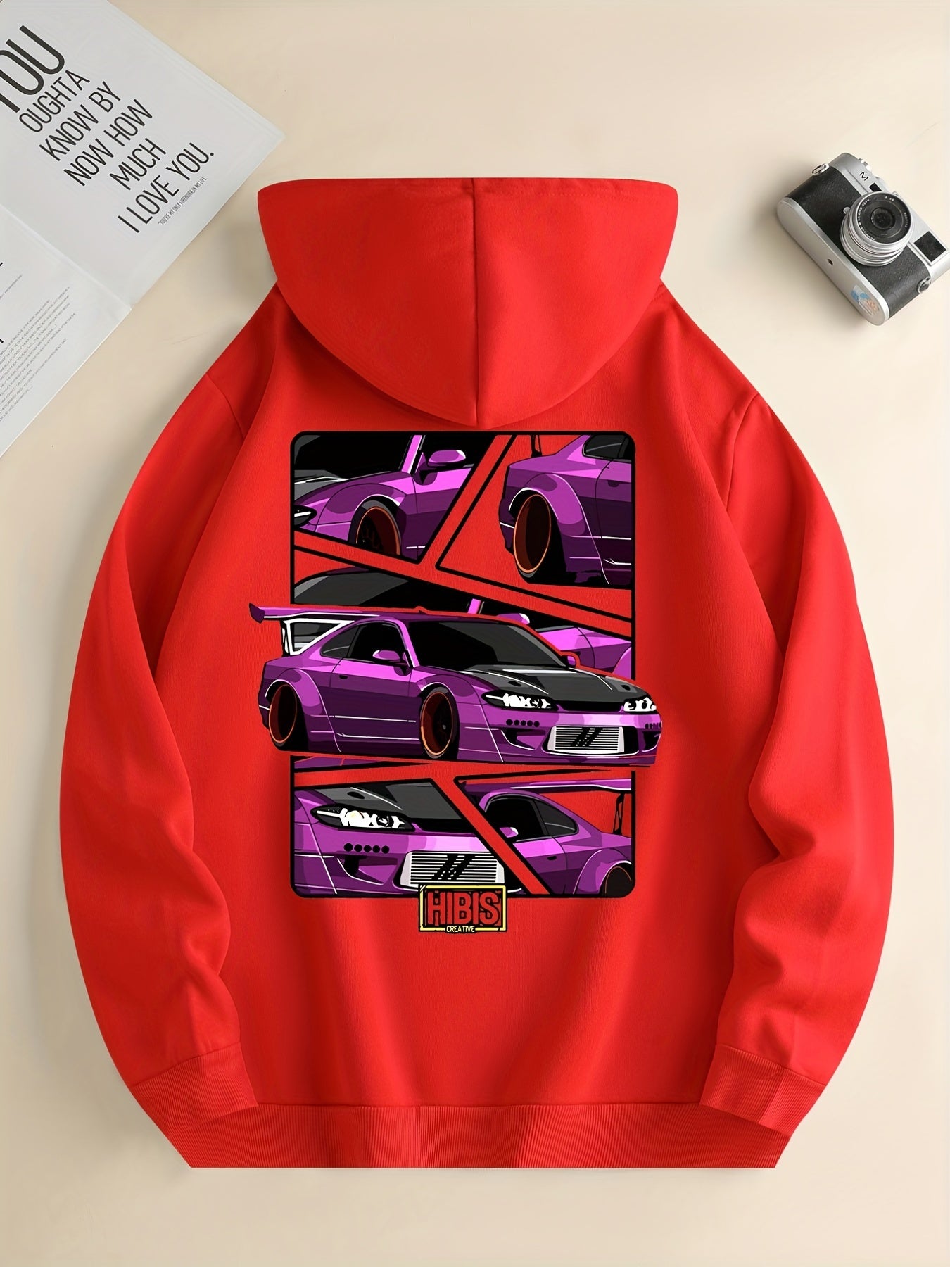 Race Car Print Hoodie, Hoodies For Men, Men's Casual Graphic Design Pullover Hooded Sweatshirt With Kangaroo Pocket Streetwear For Winter Fall, As Gifts