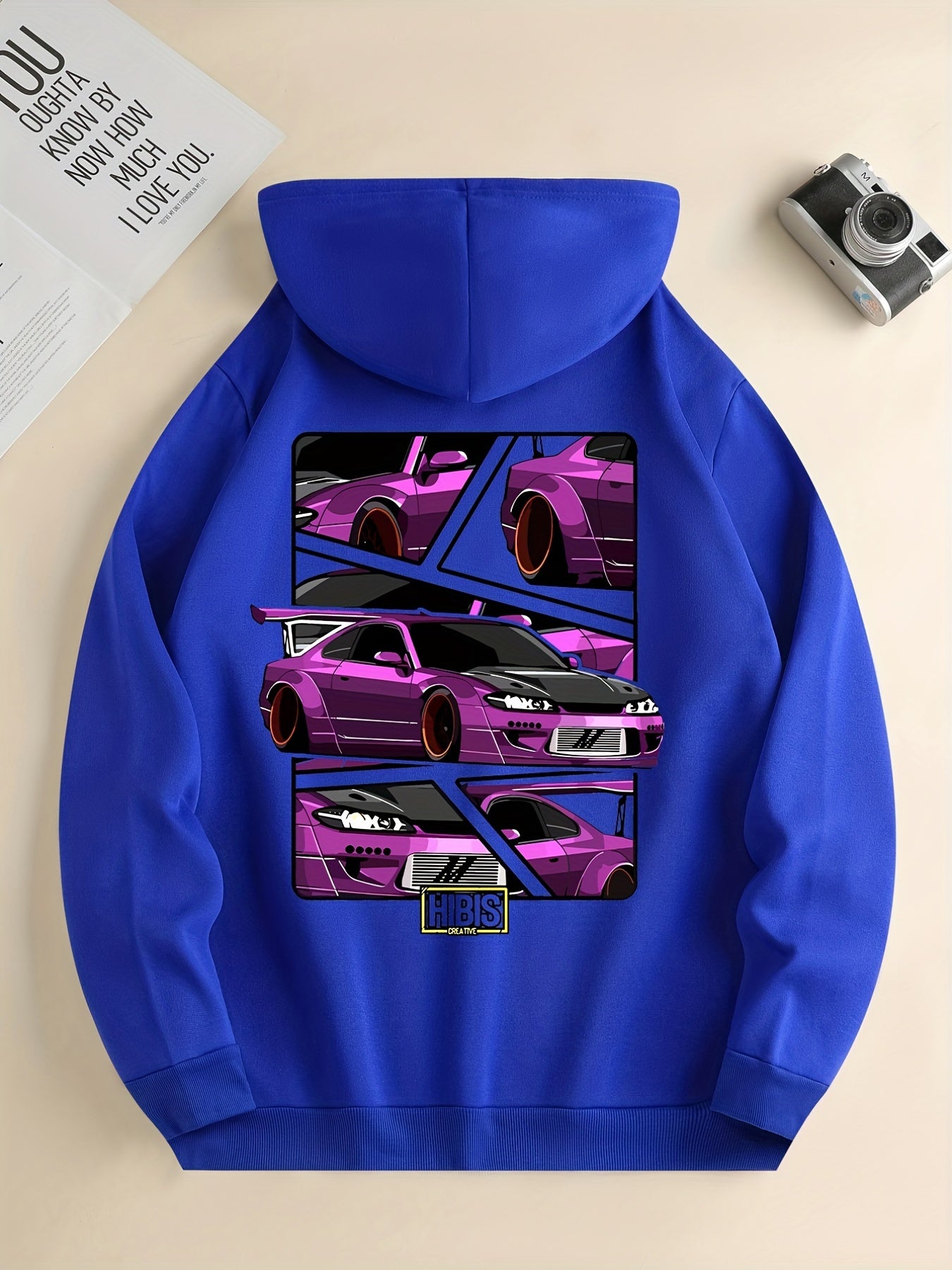 Race Car Print Hoodie, Hoodies For Men, Men's Casual Graphic Design Pullover Hooded Sweatshirt With Kangaroo Pocket Streetwear For Winter Fall, As Gifts