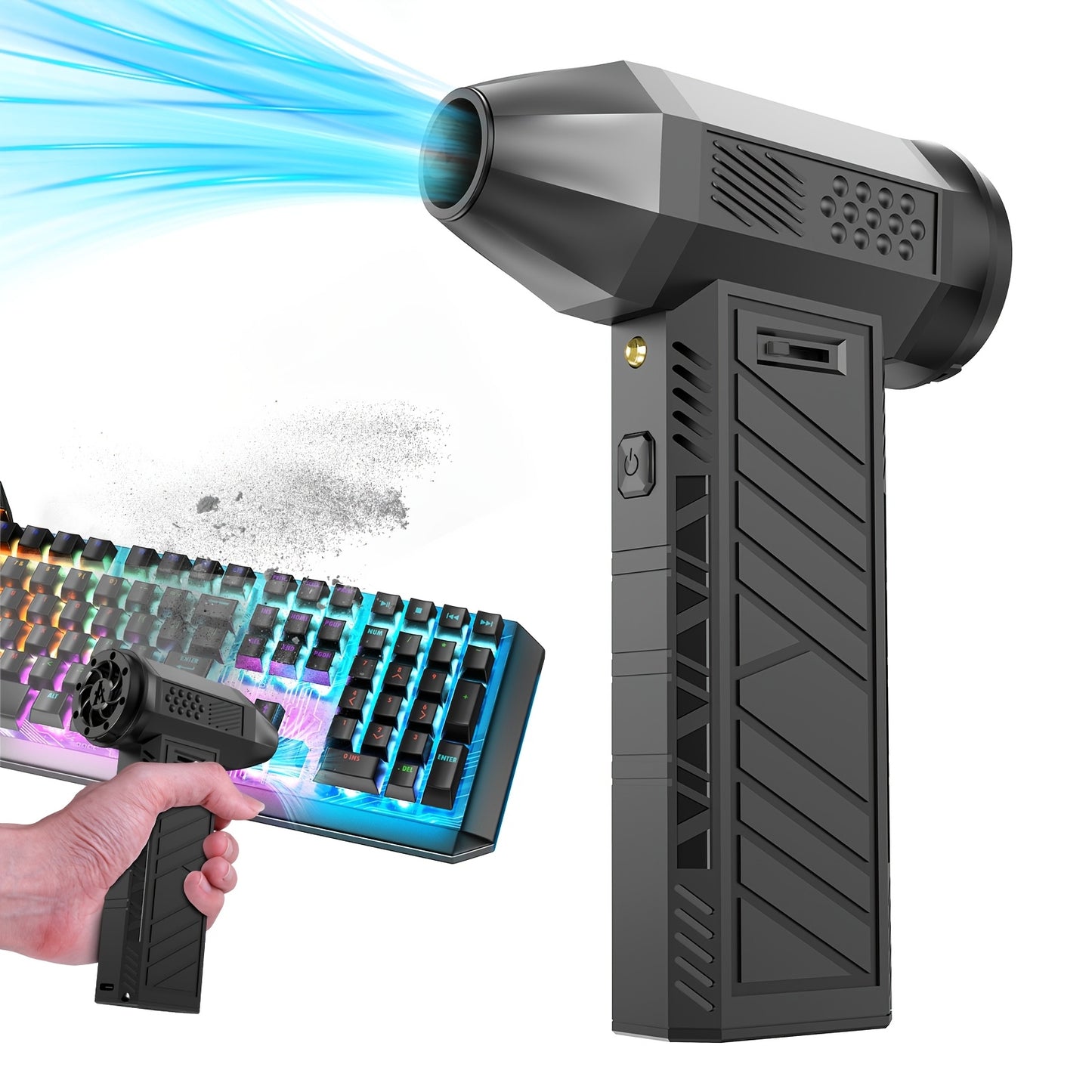 ANKNQ Cordless Air Duster 130000RPM, Adjustable Jet Fan, 4000mAh Rechargeable Lithium Battery, USB/Battery Powered, ≤36V, for Car/Motorcycle Dry Cleaning, Computer/Keyboard Dust Removal, Yard Debris Cleanup