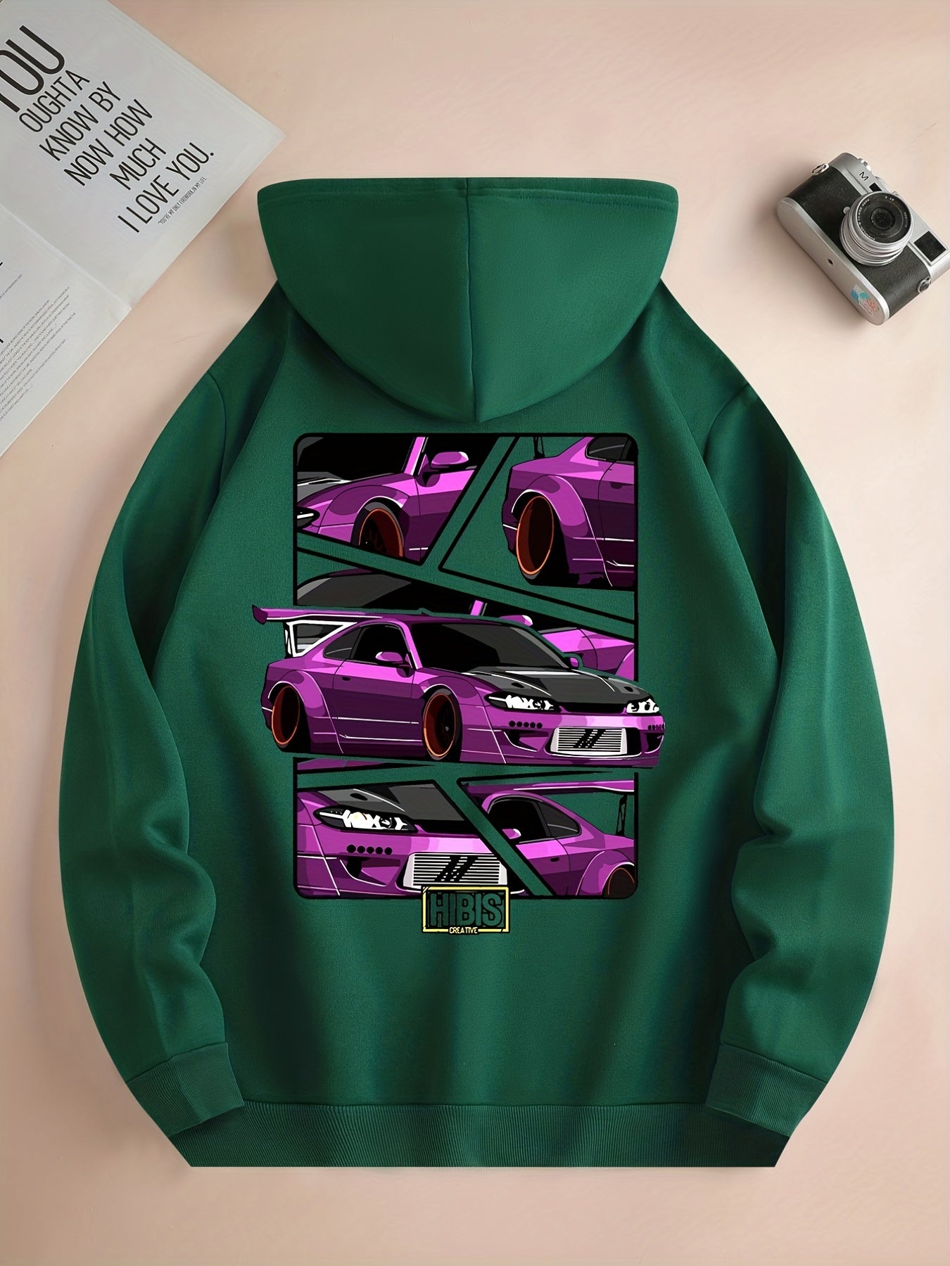 Race Car Print Hoodie, Hoodies For Men, Men's Casual Graphic Design Pullover Hooded Sweatshirt With Kangaroo Pocket Streetwear For Winter Fall, As Gifts