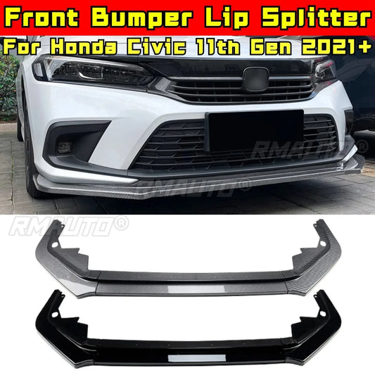For Honda Civic 11th Gen 2021+ Body Kit Front Bumper Spoiler Front Bumper Splitter Protector Cover Lip Car Accessories