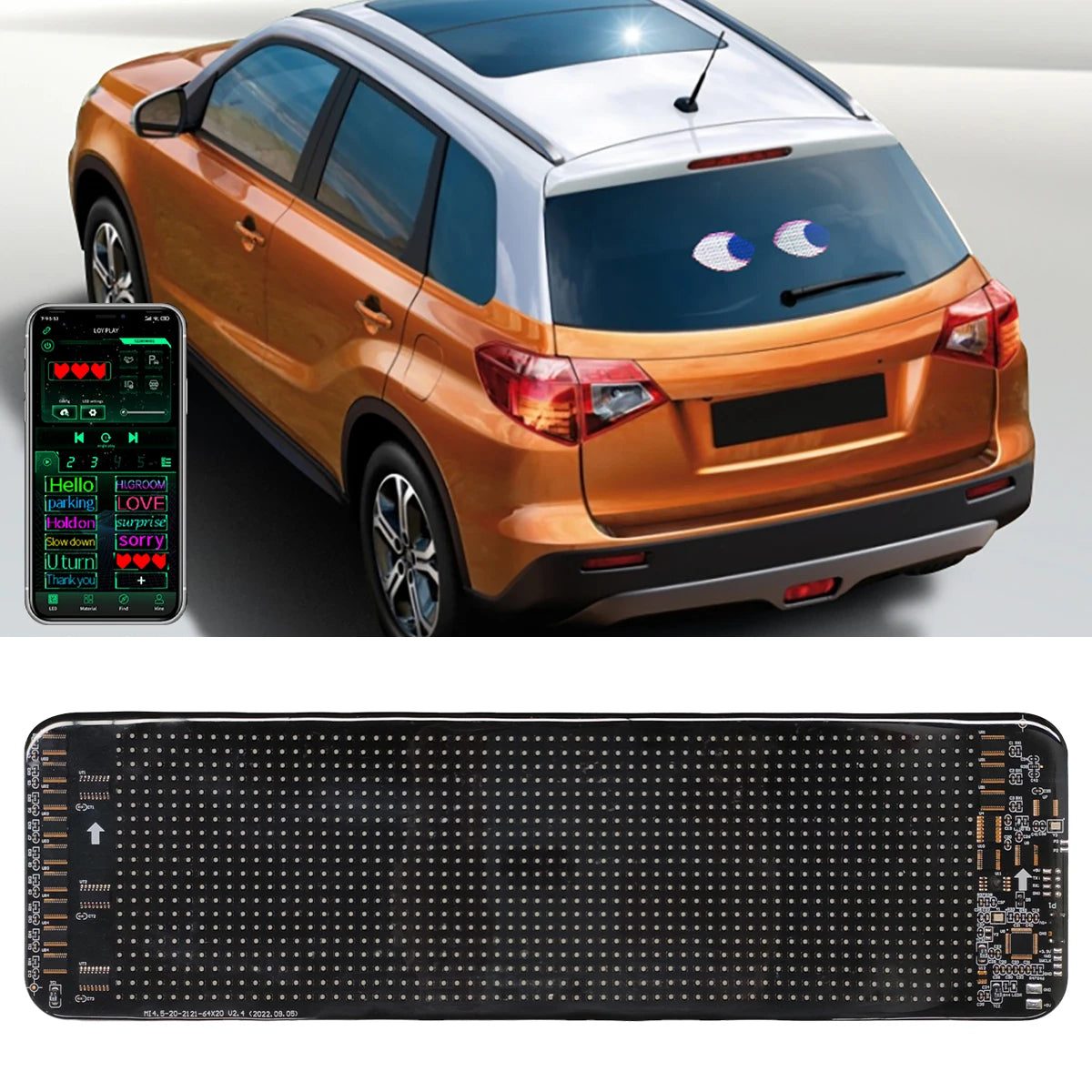 64*20 Car Accessories Led Matrix Pixel Panel Diy RGB App+Remote Control Programmable Devil Eyes Indicator Light Truck Led Lights