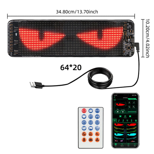 64*20 Car Accessories Led Matrix Pixel Panel Diy RGB App+Remote Control Programmable Devil Eyes Indicator Light Truck Led Lights