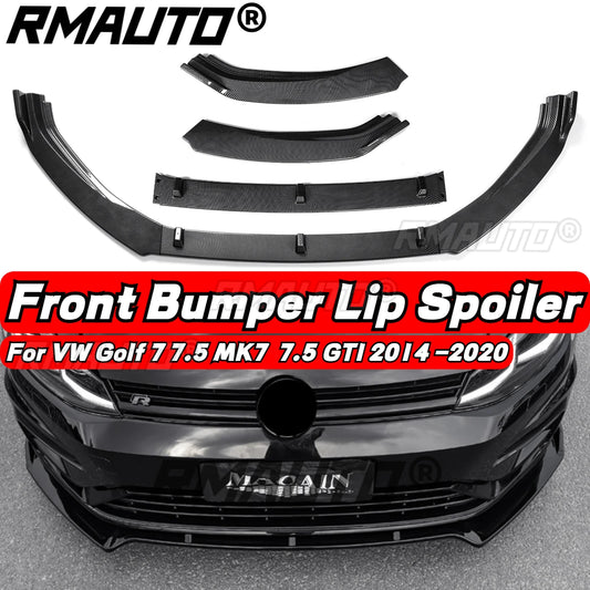 For Volkswagen VW Golf 7 7.5 MK7 MK7.5 GTI 2014-2020 Front Bumper Splitter Lip Spoiler Diffuser Guard Body Kit Car Accessories