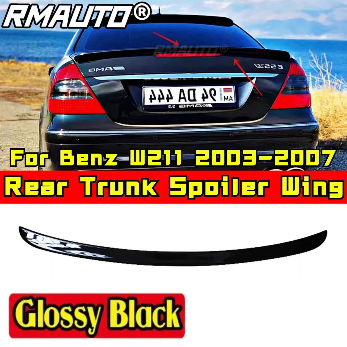 Car Rear Trunk Spoiler Exterior Part Car Rear Spoiler Wing for Mercedes-Benz W211 E-class E200 E260 2003-2007 Car Accessories