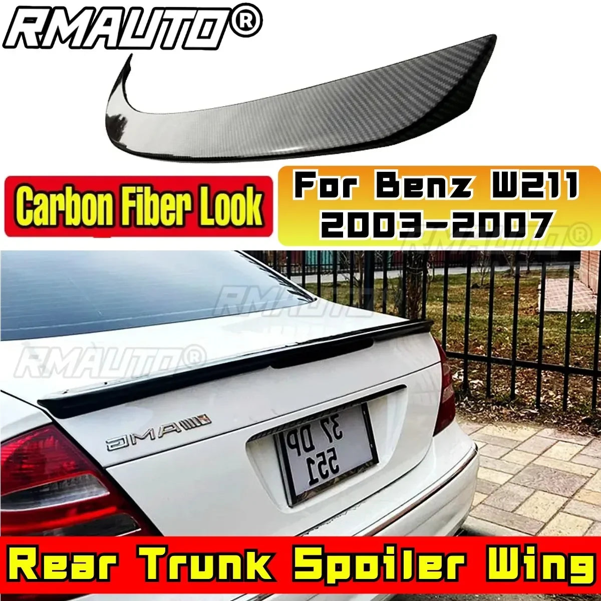 Car Rear Trunk Spoiler Exterior Part Car Rear Spoiler Wing for Mercedes-Benz W211 E-class E200 E260 2003-2007 Car Accessories