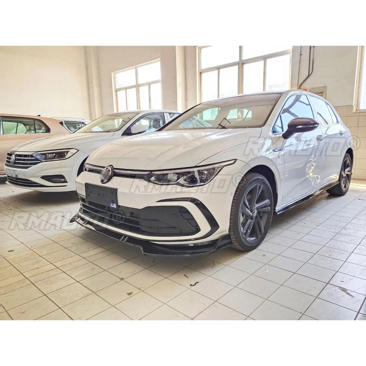 For Golf R-Line Car Front Bumper Lip Carbon Look Car Accessories for Volkswagen 8th Gen Golf R-Line 21 Bumper Protector Body Kit