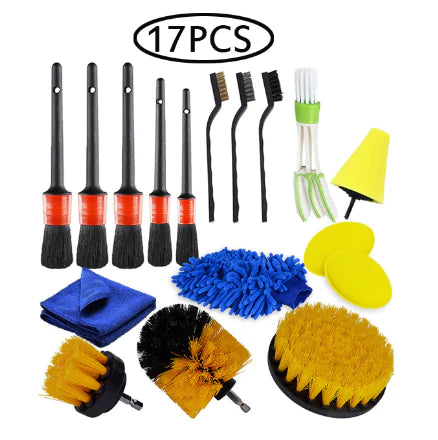 Drill Brush Set for Car Detailing - 17 Pieces (One Set)