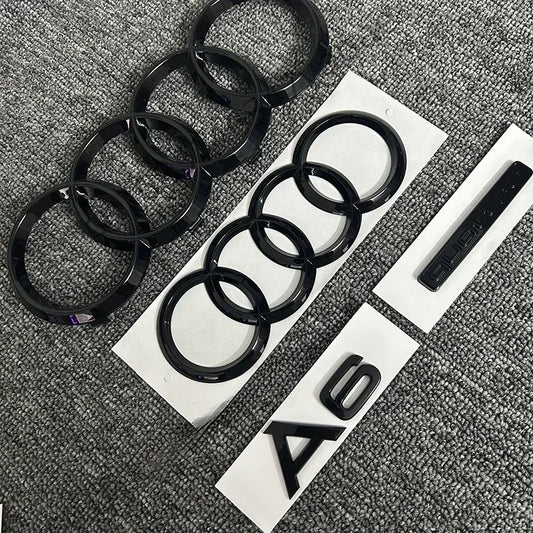 4PCS/set Auto Accessories For Audi A6 2020-2023 Car Logo 4 Ring Front Grille Badge Rear Luggage Compartment Sticker