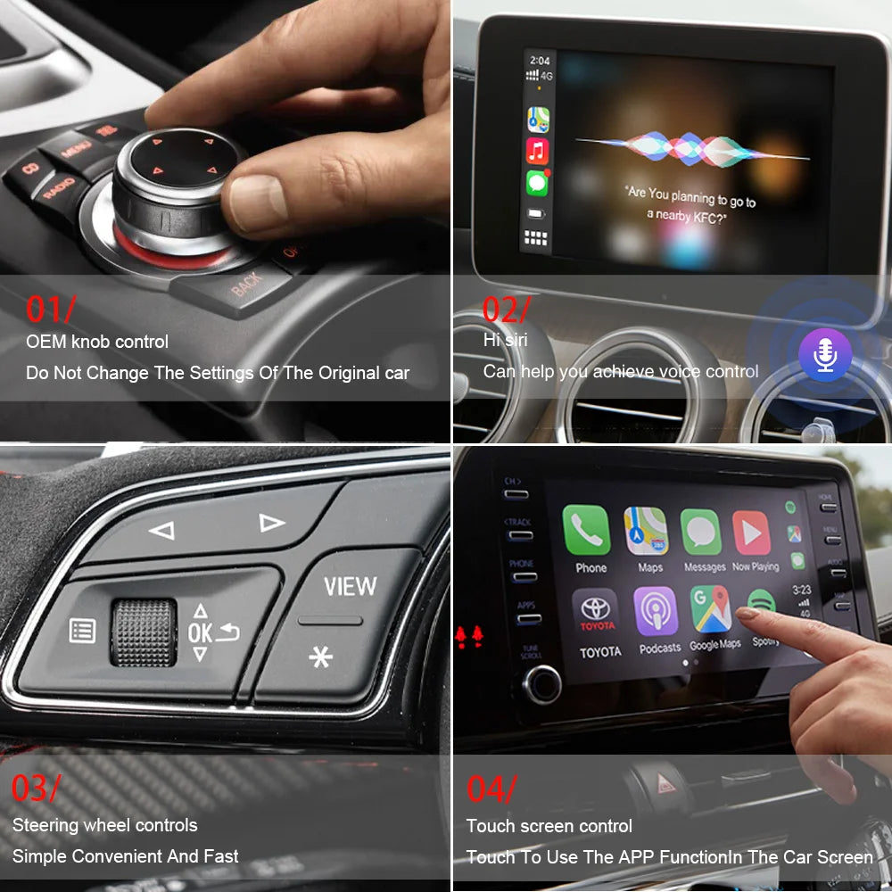Wireless CarPlay Android Auto Wireless Adapter Plug and Play Stable and Fast Automatic Connection Voice Control Easy to Operate
