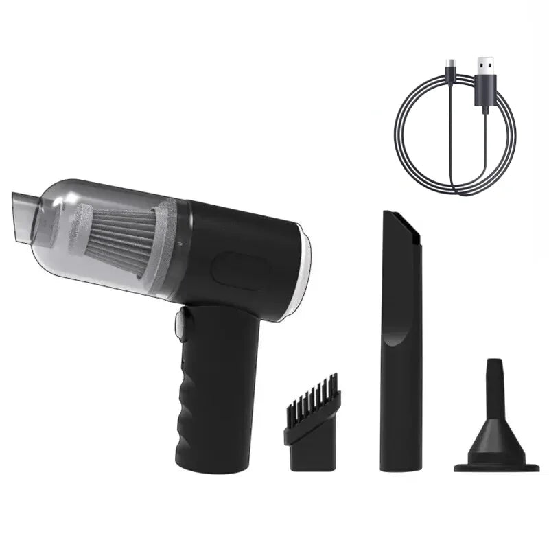 Draagbare mini auto-stofzuiger / 1200mAh / Handstofzuiger voor auto en thuis (zwart)