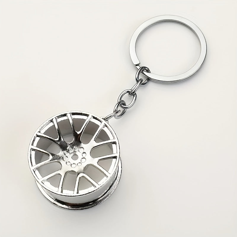 Men's Creative Car Modification Accessories Gifts, Metal Wheel Hub Pendant Keychain For Men